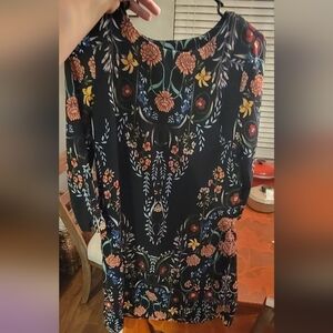 Desigual Black Flower Print Dress Size 38 New